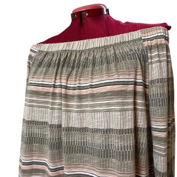 Point Zero off the shoulder stripe knit loose fitting top - Picture 2 of 12